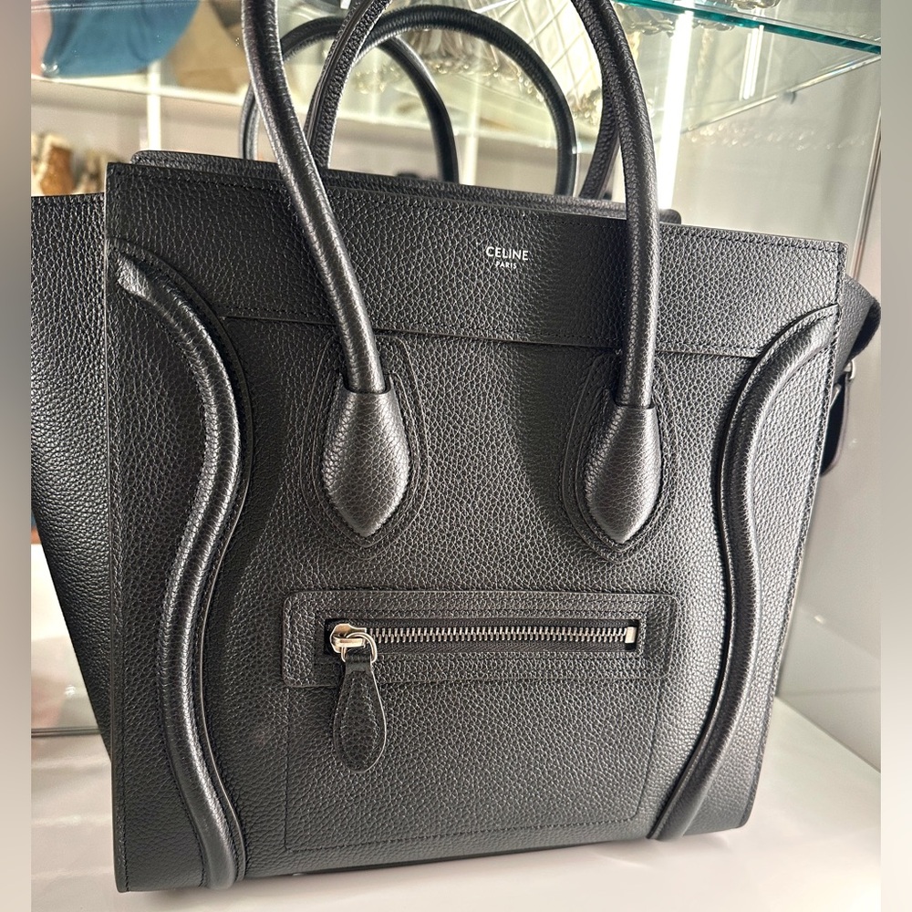 Celine Luggage Bag Drummed Calfskin Black